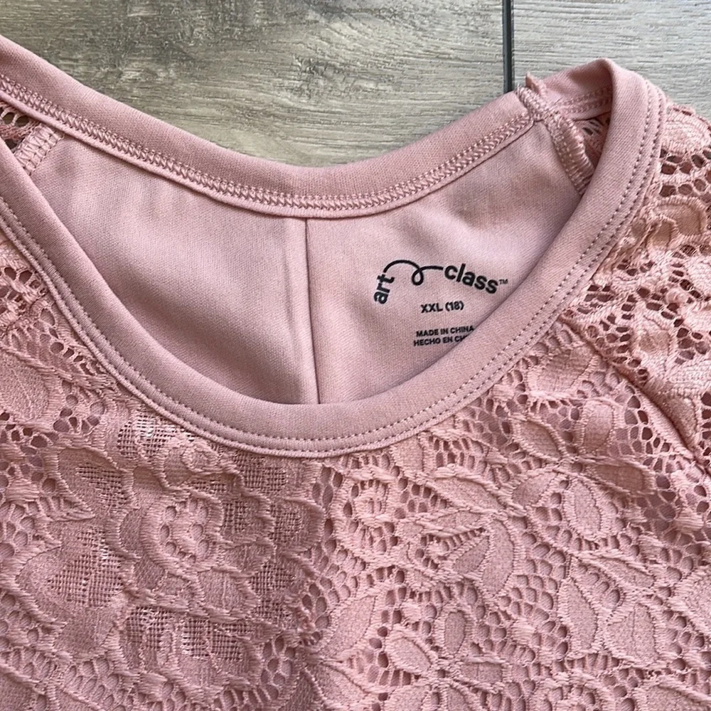 Art Class Rose Colored Girl Lace Dress Size XXL (18)